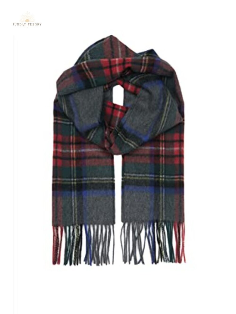 100% Cashmere Plaid Scarf Fringed Winter Wrap Lightweight
